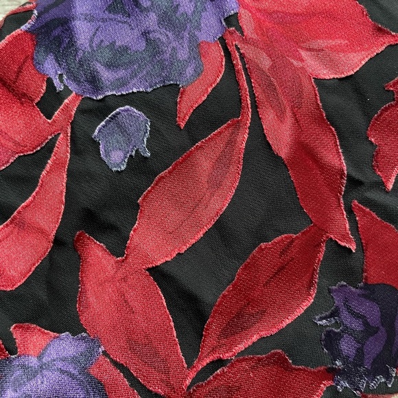 Worthington High Neck Sleeveless Red Floral Burnout Blouse Top 3X Whimsigoth Y2K - Picture 2 of 8